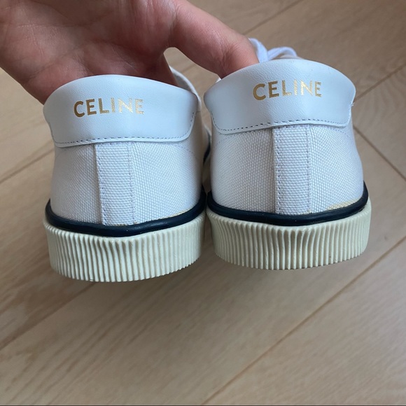 CELINE Blank Low Lace Up Canvas Sneakers Off White size 35 - Picture 11 of 16